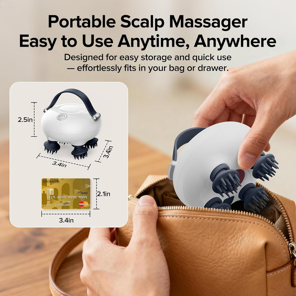 Rechargeable Electric Scalp Massager – 128-Node Silicone Head Massager with 8 Removable Claws, 3 Massage Modes & Waterproof Design for Wet or Dry Use