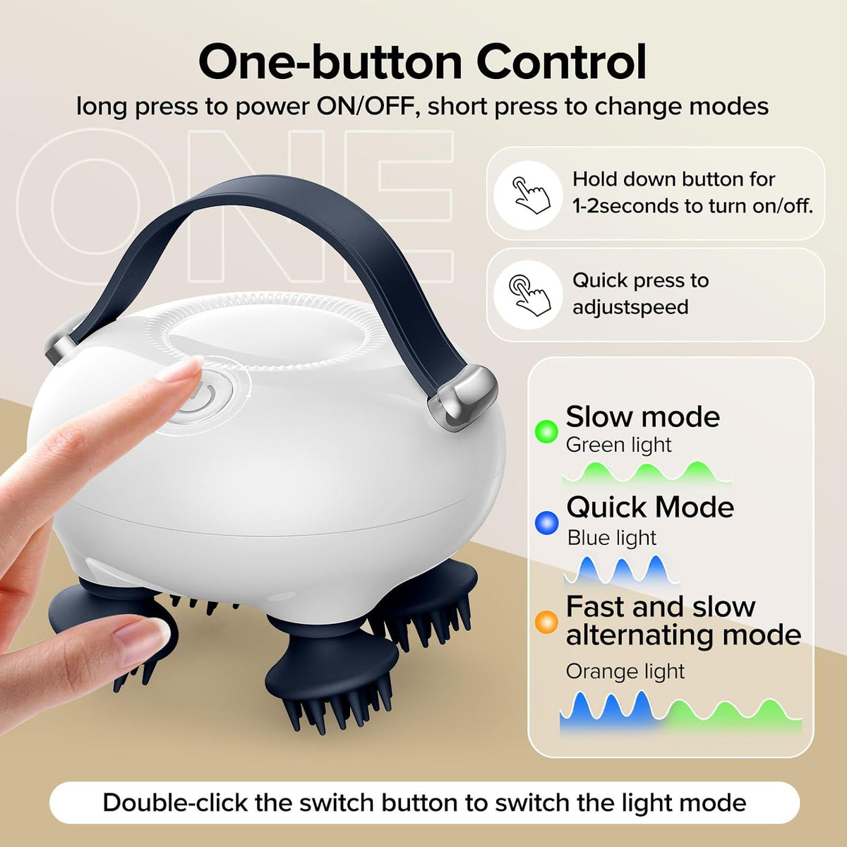 Rechargeable Electric Scalp Massager – 128-Node Silicone Head Massager with 8 Removable Claws, 3 Massage Modes & Waterproof Design for Wet or Dry Use