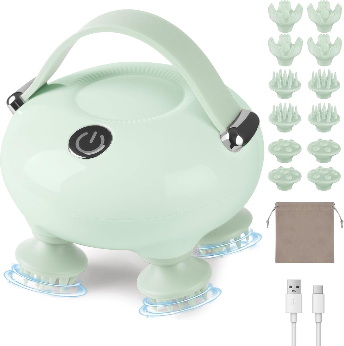 Rechargeable Electric Scalp Massager – 128-Node Silicone Head Massager with 8 Removable Claws, 3 Massage Modes & Waterproof Design for Wet or Dry Use
